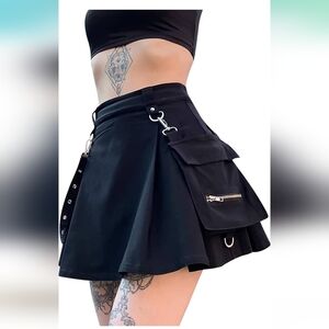 Ruolai goth high waisted black tennis skirt size XXL